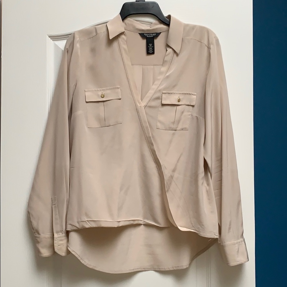 100% silk classic beige blouse